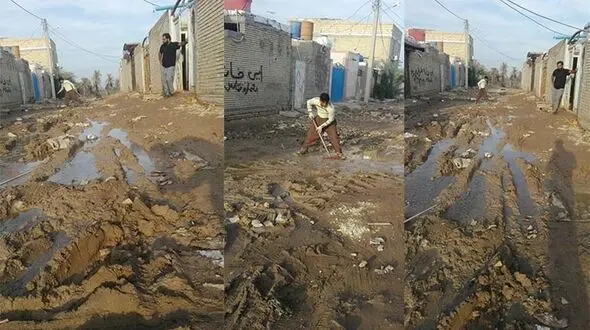 خیابان هایی که در آبادان به باتلاق های گلی تبدیل شده اند + عکس ها