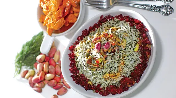 پسته پلو با فیله مرغ و طرز تهیه 