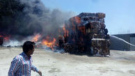 آتش سوزی مهیب در انبار شهر بنک شهرستان کنگان مهار شد+تصاویر