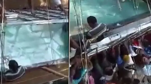 مرگ کارگر هندی که زیر سه تن شیشه ماند+ فیلم دلخراش