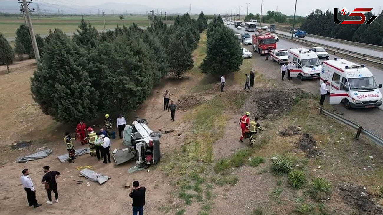 مرگ 3 زن و مرد در واژگونی هولناک پراید در جاده قزوین