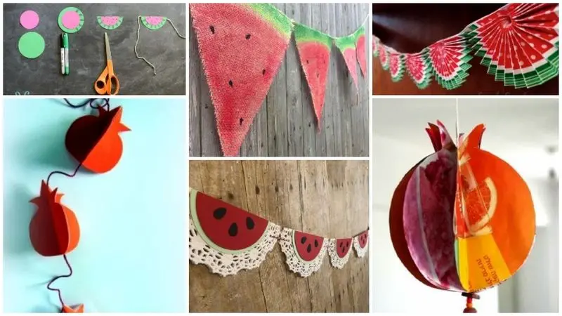 ریسه‌های یلدایی با مقوا یا نمد کاردستی جذاب مخصوص شب یلدا