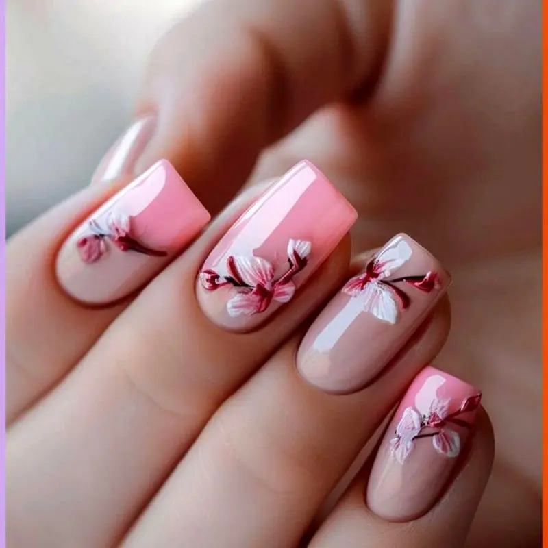 دیزاین ناخن بهاری گلدار ترند