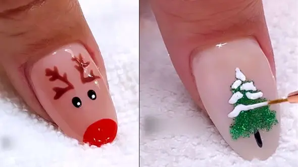 7 طرح ناخن مخصوص کریسمس + فیلم