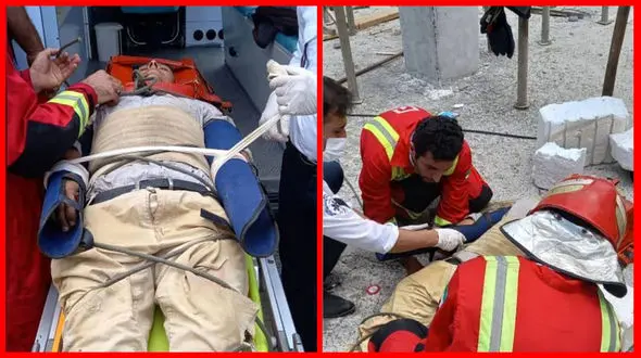 سقوط کارگر ۳۴ ساله از طبقه دوم ساختمان در گلسار رشت +عکس