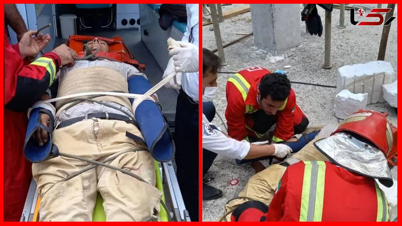 سقوط کارگر ۳۴ ساله از طبقه دوم ساختمان در گلسار رشت +عکس