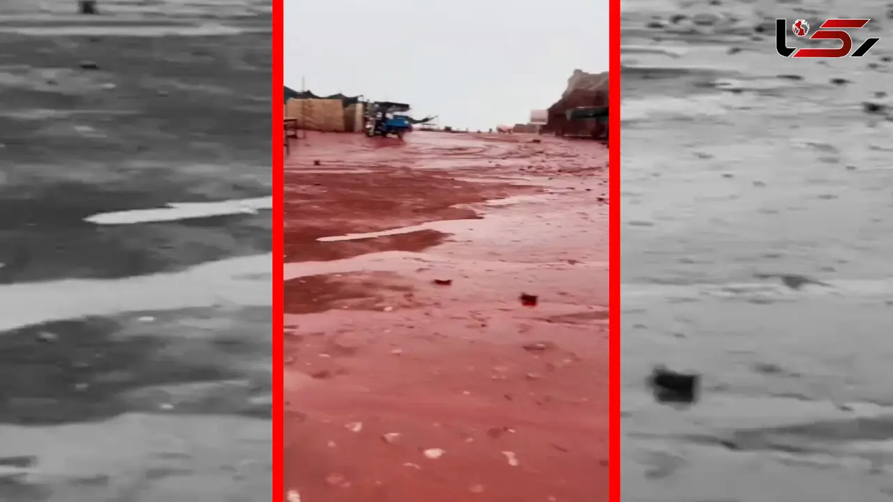 فیلم جلوه تماشایی باران بر زمین‌های سرخ هرمز