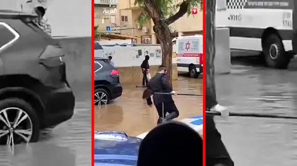 فیلم سیل شدید در شهر نتانیا اسرائیل