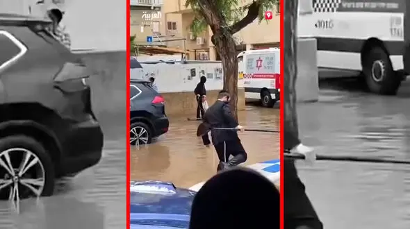 فیلم سیل شدید در شهر نتانیا اسرائیل