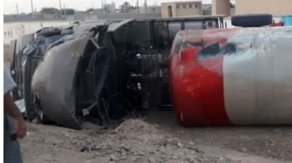 واژگونی تانکر حامل گاز نیتروژن در گناوه 2 مصدوم داشت