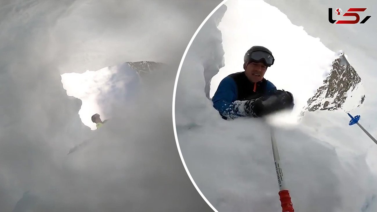 زنده دفن شدن یک اسکی  زیر بهمن + فیلم