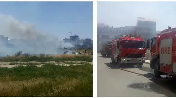 آتش سوزی در  فضای سبز جامعه الزهرای قم + عکس ها