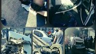 تصادف هولناک 3 خودرو در میدان آزادی کرمانشاه / دست راننده اپتیما قطع شد + فیلم و عکس