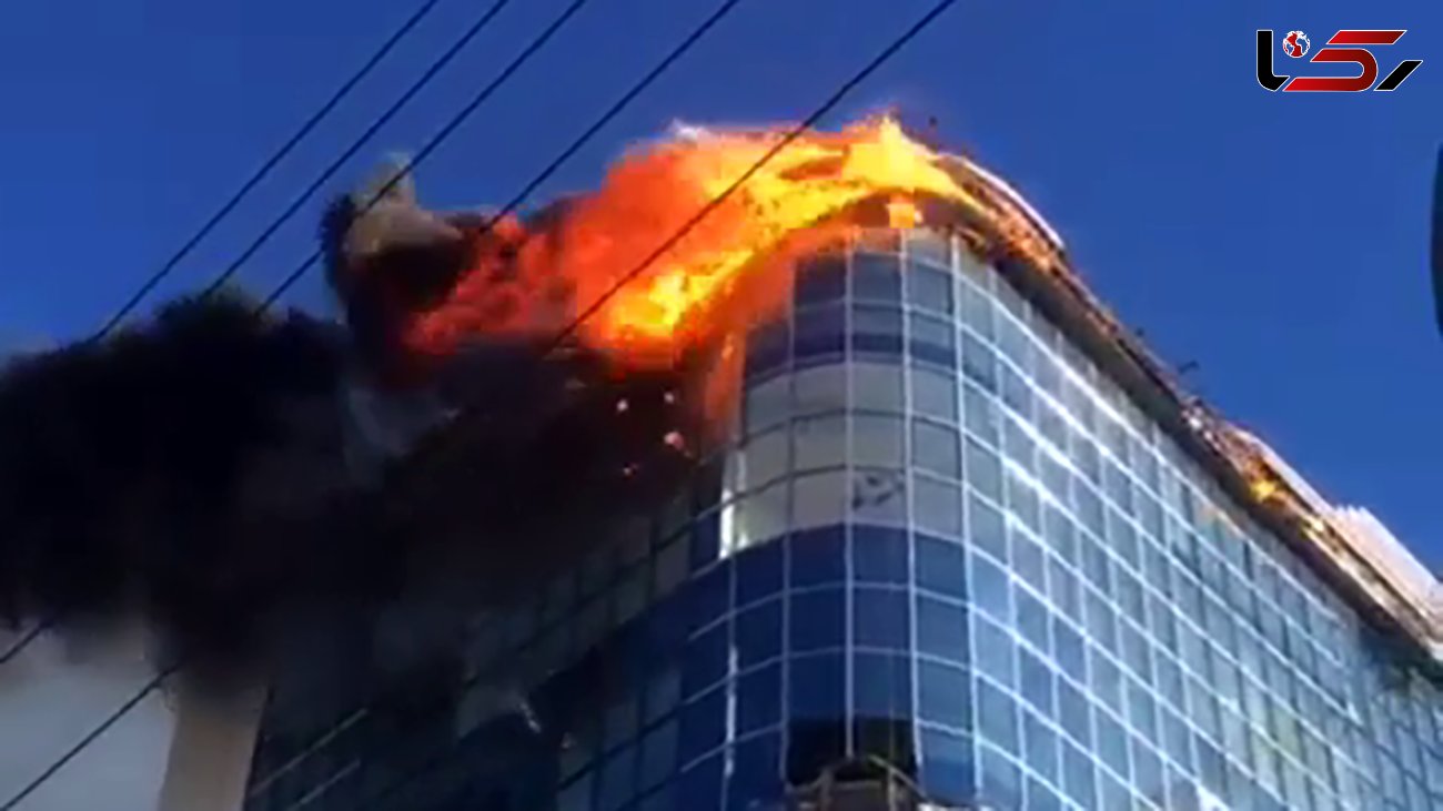فیلم آتش سوزی ساختمان7 طبقه در اردبیل / شعله های وحشتناک بود 