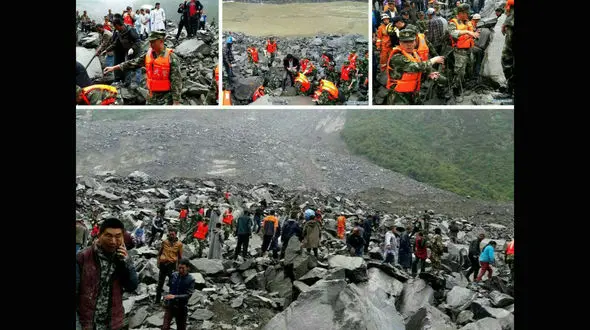 افزایش قربانیان حادثه رانش زمین در چین + عکس 