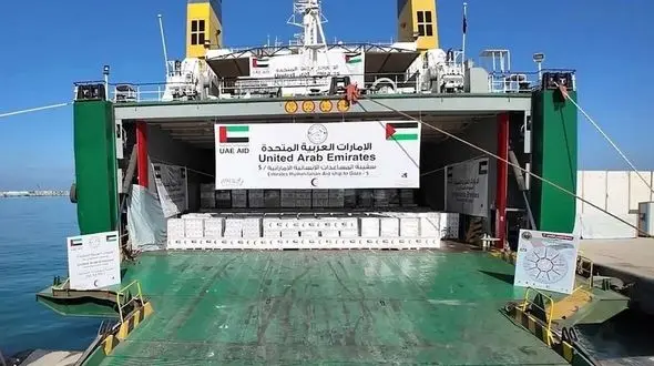 بزرگترین ناو کمک‌رسانی امارات راهی غزه شد!