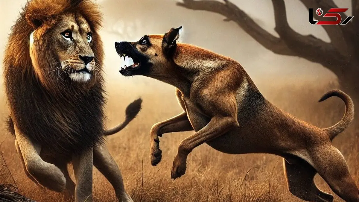 فیلم/ درگیری نادر در حیات وحش؛ حمله غافلگیرکننده سگ به شیر!