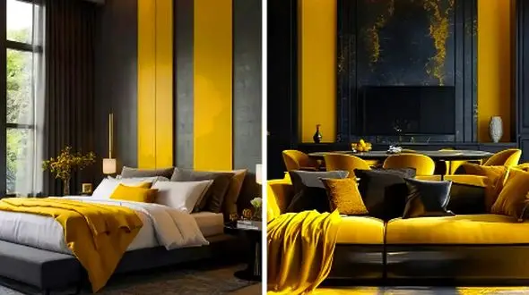 دکوراسیون زرد و مشکی اتاق خواب؛ ترکیب رنگی مد روز برای خانه شما