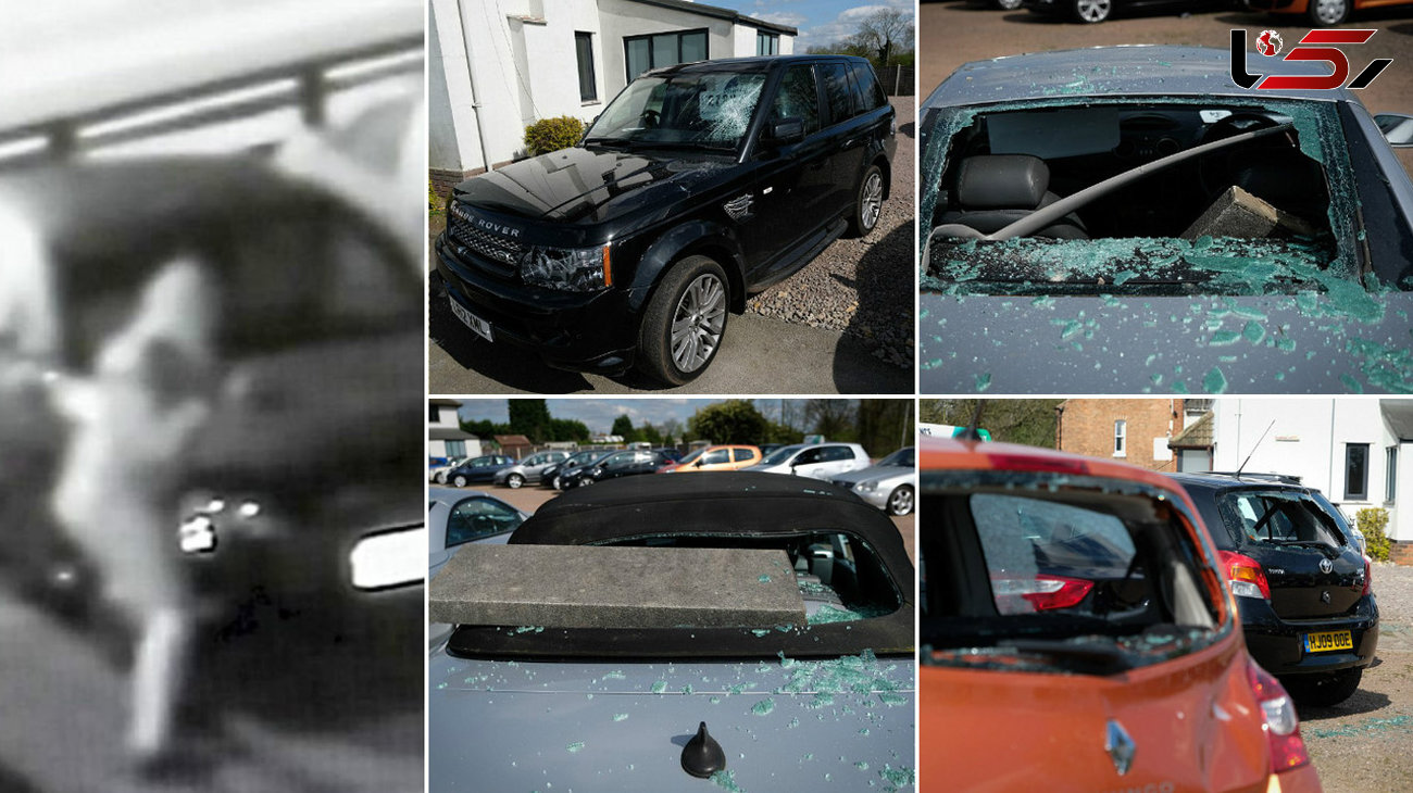 حمله شبانه مردی با پتک به خودروهای لوکس یک نمایشگاه اتومبیل +فیلم و عکس