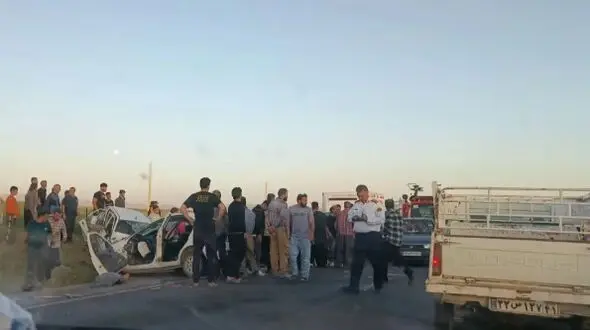 7 کشته وزخمی در تصادف شدید پراید و تیبا در نورآباد