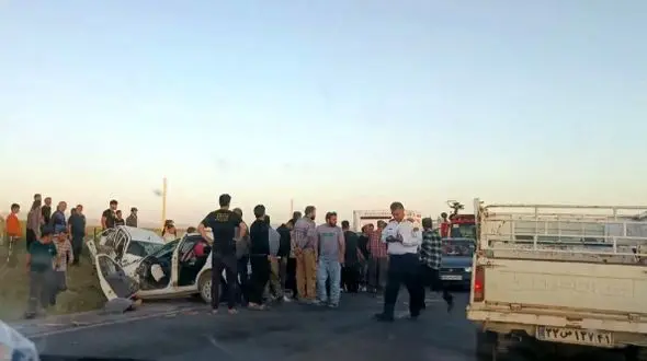 7 کشته وزخمی در تصادف شدید پراید و تیبا در نورآباد