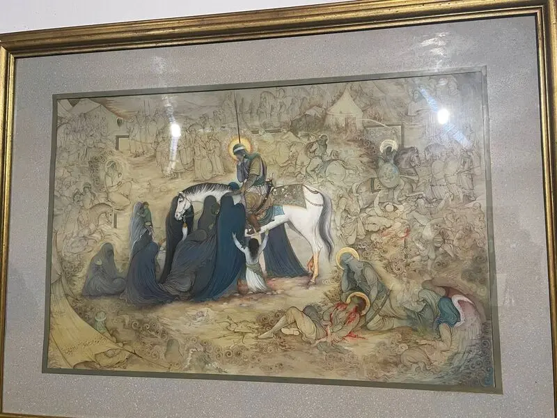محمدباقر آقامیری، ظهر عاشورا، اکریلیک و گواش روی مقوا ١٣٦٥
