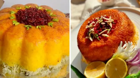 ترفندهای تزئین ته چین گرد برای میز شام ایرانی + عکس