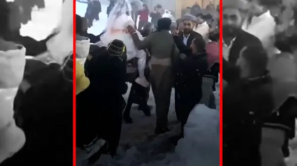 فیلم عروسی متفاوت یک زوج عراقی در میان برف