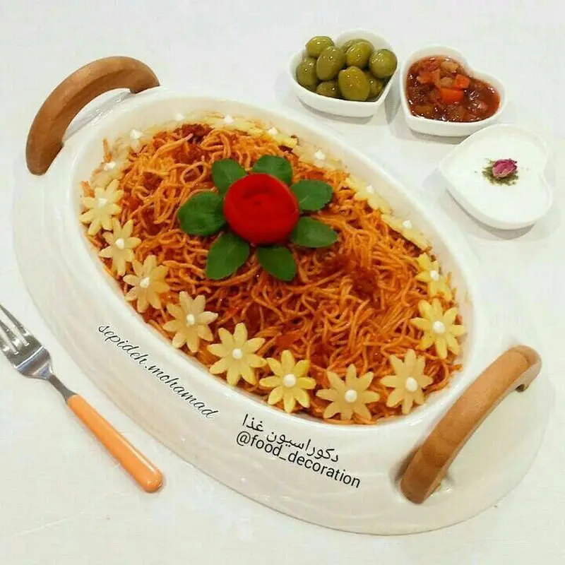 تزیین ماکارونی | 20 ایده تزیین ماکارونی دونفره و برای مهمان مخصوص سفره ارایی تازه عروس ها
