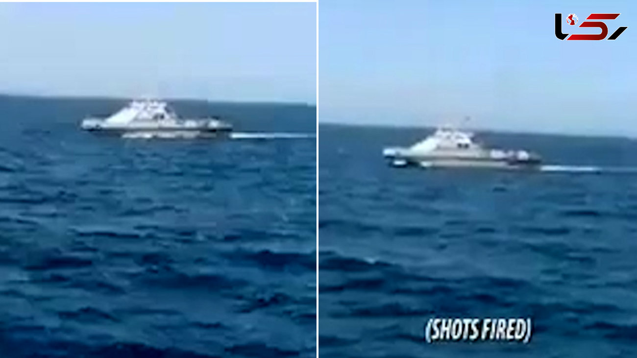 فیلم لحظه شلیک اخطار از ناو امریکایی به قایق ایرانی