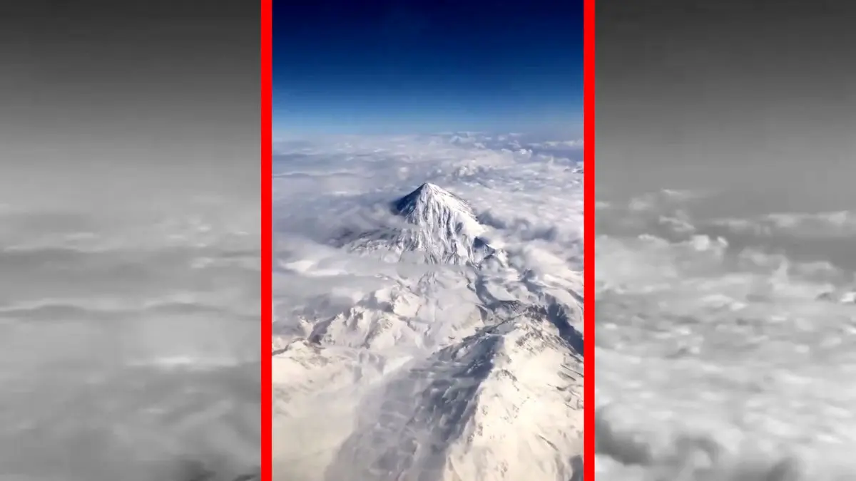 فیلم دماوند برفی از فراز آسمان و عظمت قله ایران