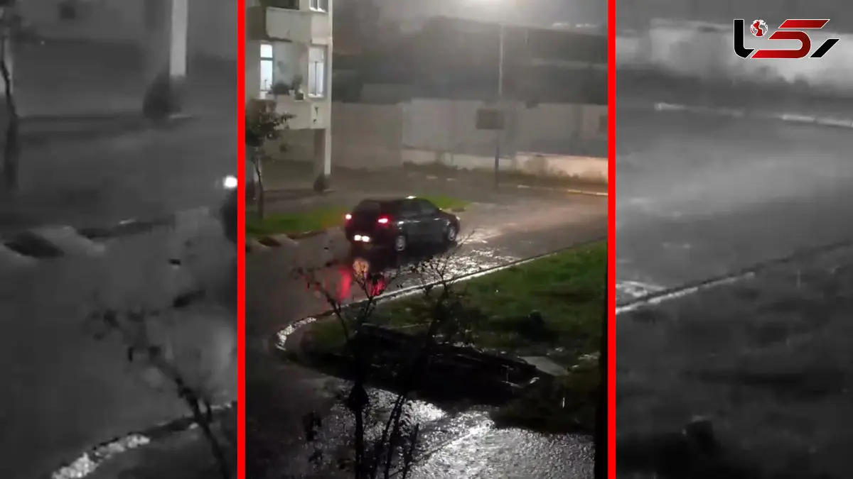 فیلم انزلی زیر بارش شدید باران