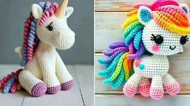 عروسک یونیکورن بافتنی؛ ترکیب هنر و تخیل کودکانه