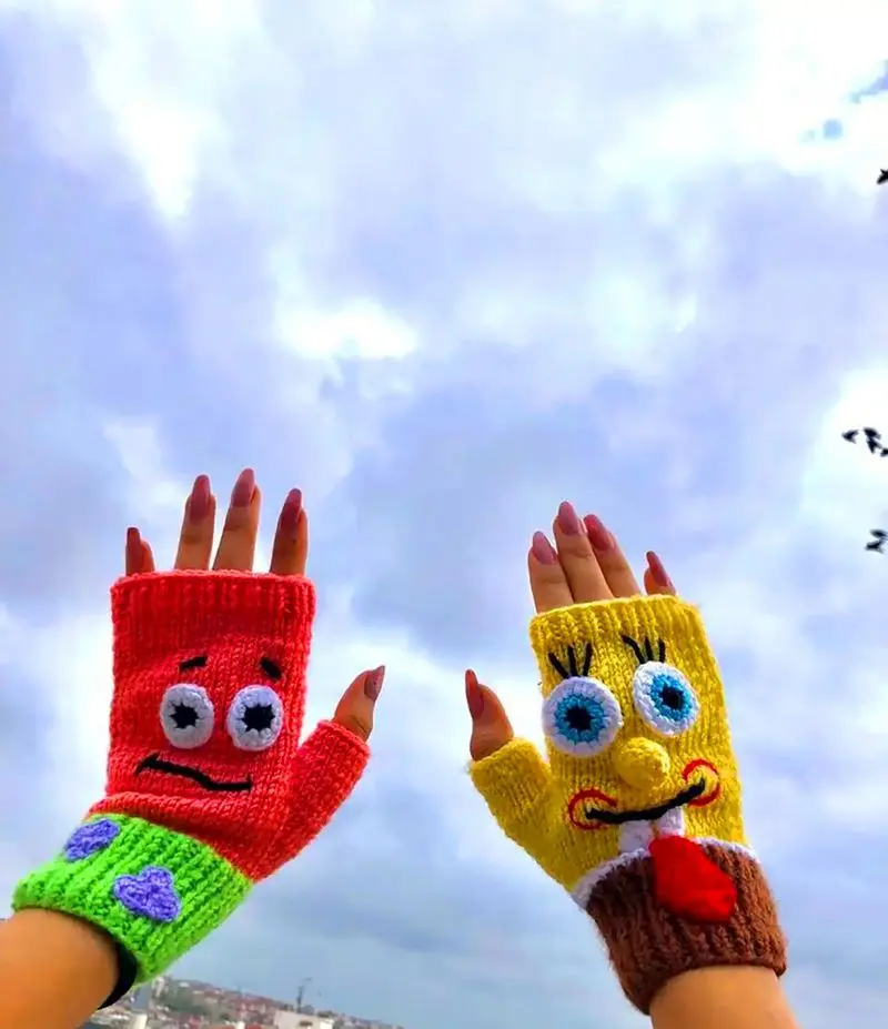 دستکش بافتنی بند انگشتی 