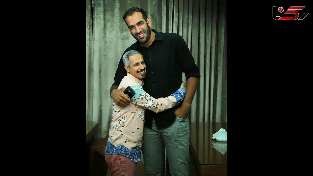 تصویر خاص  جواد رضویان در آغوش بلند قامت ترین قهرمان ورزش  ایران +عکس 