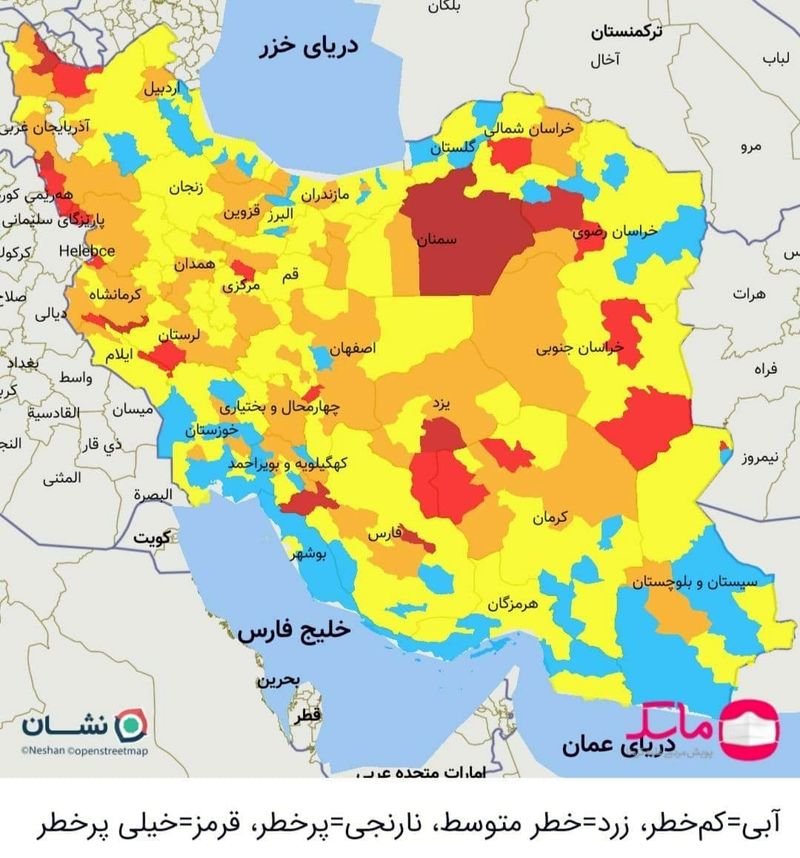 نقشه کرونایی جدید