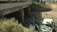 مچاله شدن سمند در سقوط از پل جاده عجب شیر+ عکس 