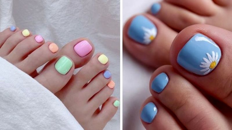 طراحی‌های حرفه‌ای ناخن پا با الهام از رنگ‌های تابستان

