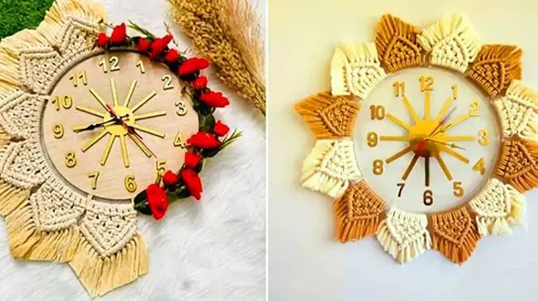 ساعت دیواری مکرومه؛ ترکیب هنر و آرامش در دکوراسیون منزل + 15 مدل زیبا
