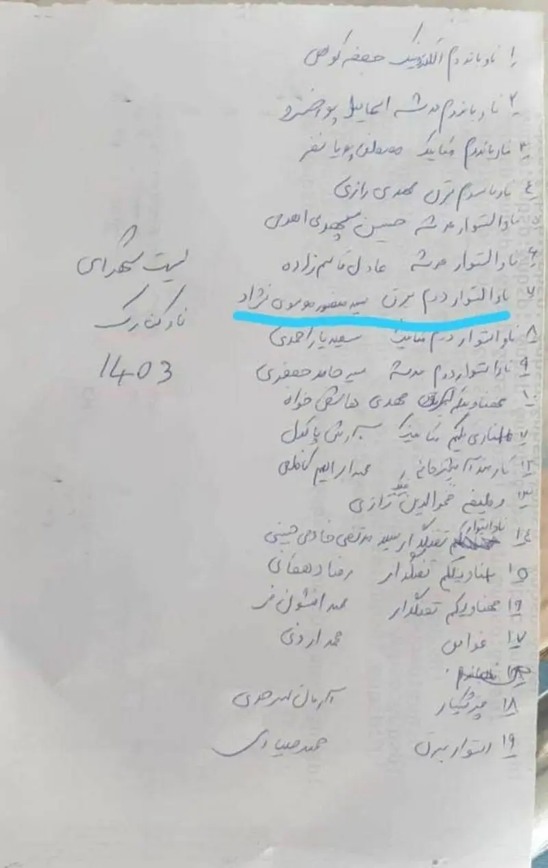 اسامی شهدای ناوچه کنارک