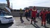 تصادف مرگبار کامیون با ریو در جاده قزوین + عکس دلخراش