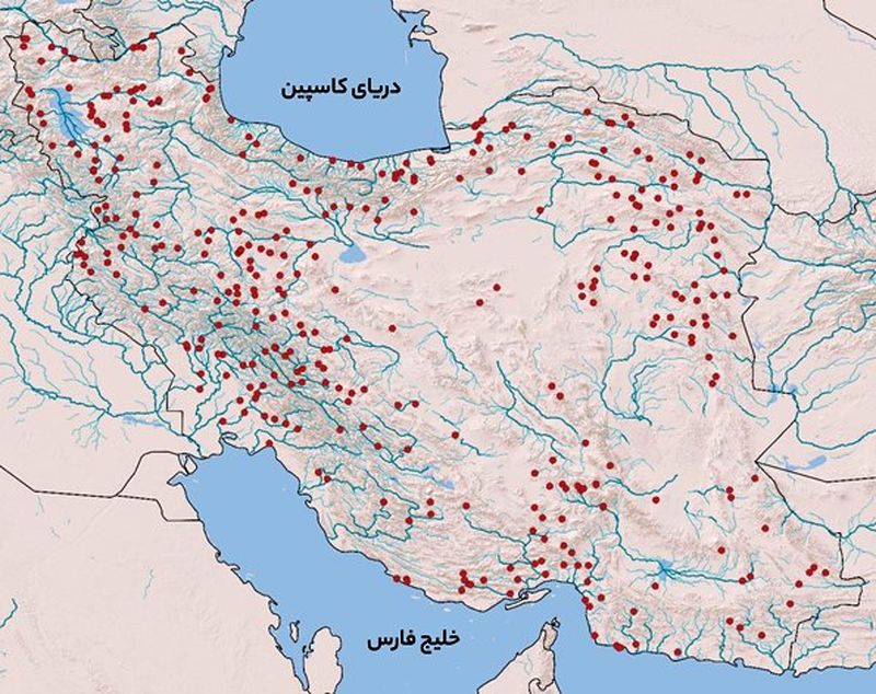 نقاط ثبت ماهی قرمز کاراس در آبهای داخلی ایران