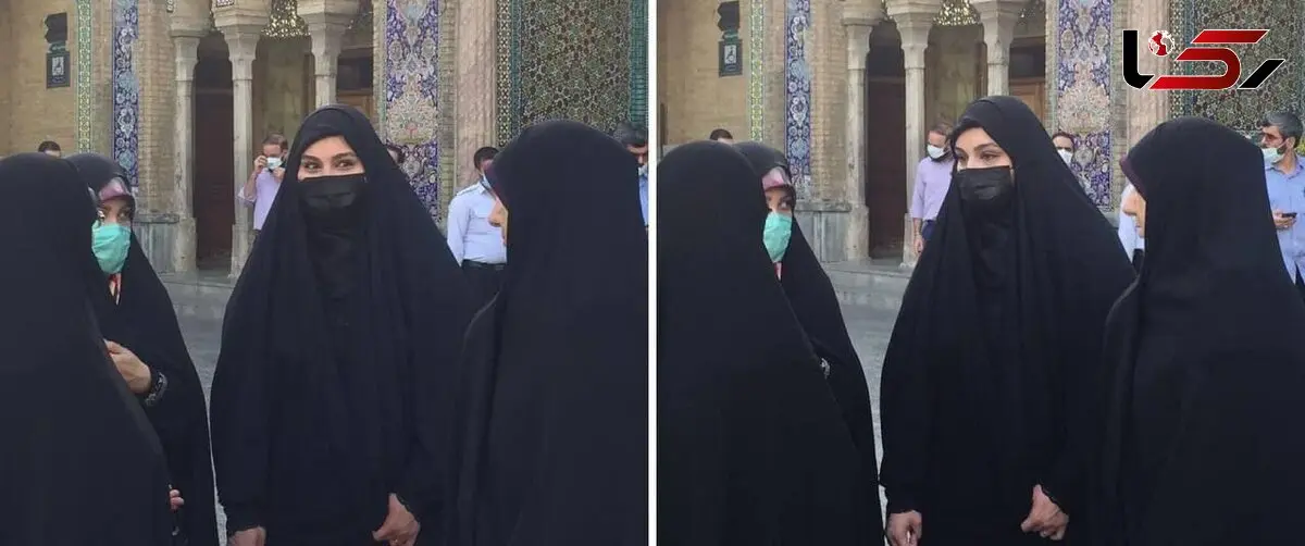 حضور «نرجس سلیمانی» دختر سردار سلیمانی و کاندیدای شورای شهر تهران در حرم شاه عبدالعظیم شهر ری + عکس