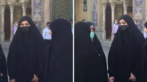حضور «نرجس سلیمانی» دختر سردار سلیمانی و کاندیدای شورای شهر تهران در حرم شاه عبدالعظیم شهر ری + عکس