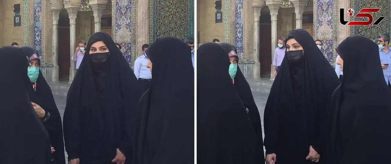 حضور «نرجس سلیمانی» دختر سردار سلیمانی و کاندیدای شورای شهر تهران در حرم شاه عبدالعظیم شهر ری + عکس