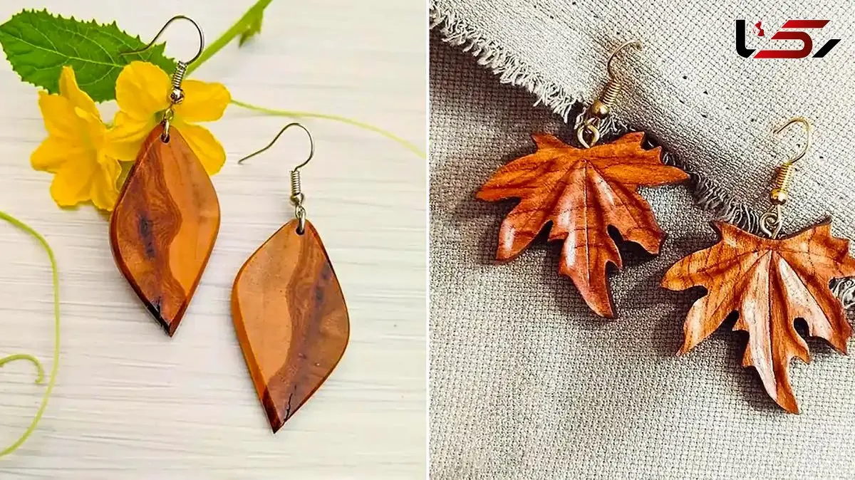 15 مدل جذاب گوشواره چوبی طرح برگ برای استایل خاص پاییزی