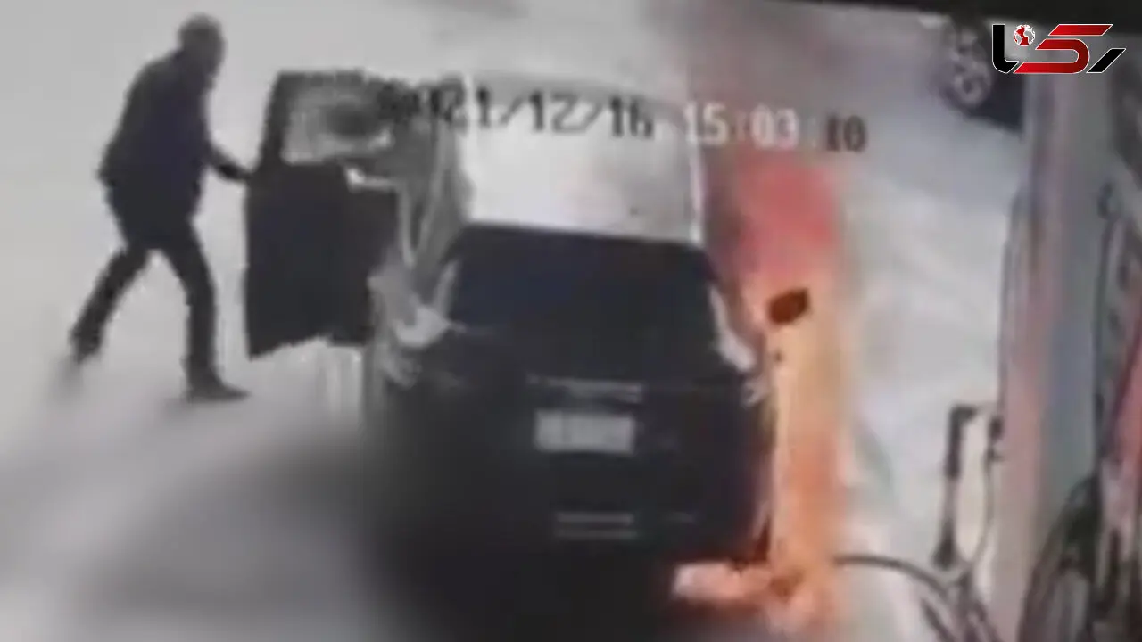 فیلم انتقام گیری آتشین مرد کینه ای از زن جوان در پمپ بنزین 