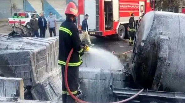 مرگ دلخراش راننده در پی آتش‌سوزی تانکر سوخت