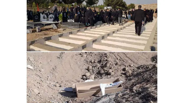 عکس تابوت رها شده اجساد کرونایی در نسیم شهر