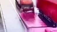 فیلم له شدن خودرو در جاده لغزنده